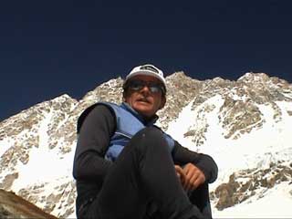 Shishapangma DVD - Trio For One: Jean Christophe Lafaille - Jean Christophe Lafaille in front of Shishapangma Southwest Face